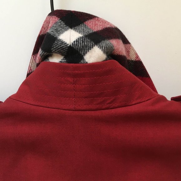 Pristine orig $3,285 Burberry red trench check lining + undercollar SZ UK 8 US 6 - Picture 4 of 11